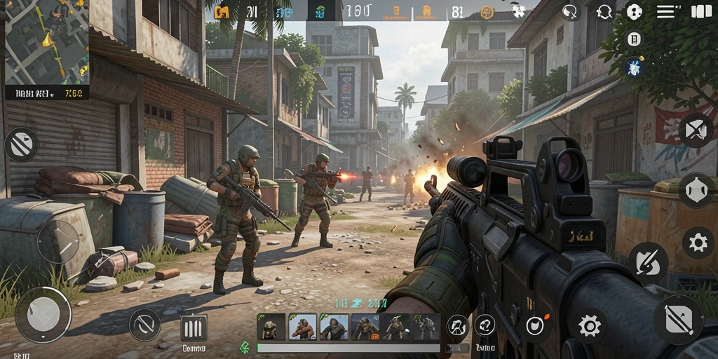 Screenshot gameplay <strong>8II</strong> menunjukkan aksi menegangkan di medan perang.