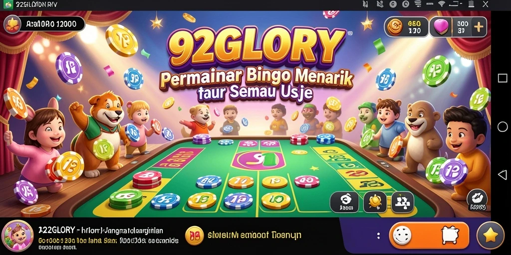 Screenshot utama 92GLORY menunjukkan gameplay Bingo yang seru.