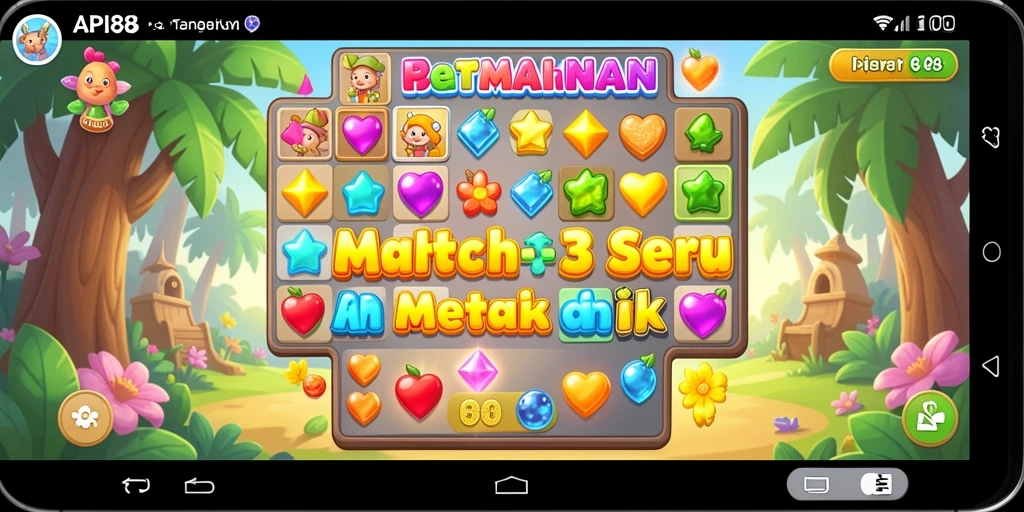 Screenshot utama API88 menampilkan gameplay Match-3 yang penuh warna dan menyenangkan.