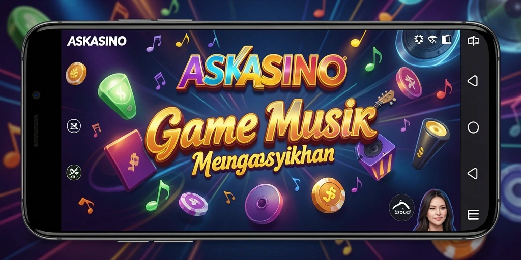 Tampilan gameplay <strong>ASKASINO</strong> dengan elemen musik yang dinamis.