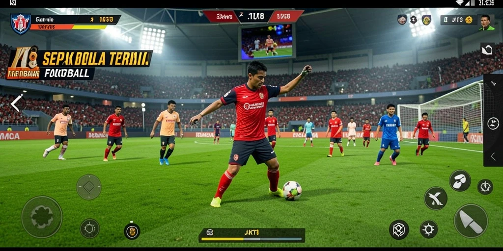Gameplay JKT8 yang penuh aksi dan strategi sepak bola.