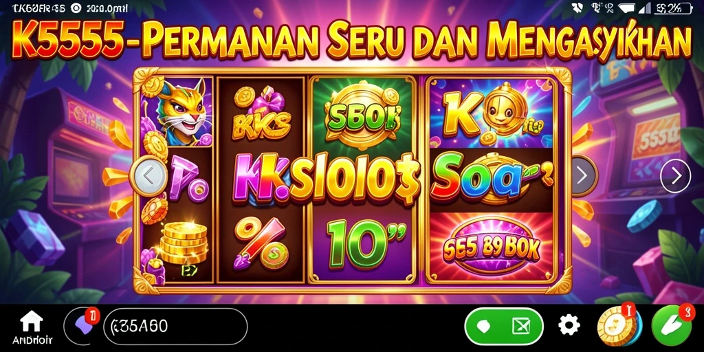 Tampilan gameplay Slot K5555 yang penuh warna dan menarik