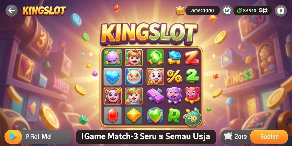 Tangkapan layar gameplay KINGSLOT yang menampilkan keseruan mencocokkan elemen.