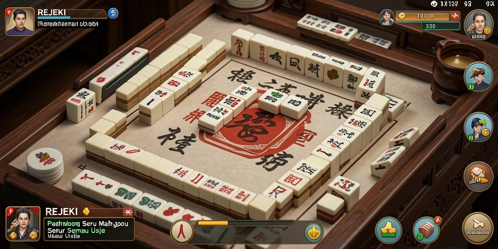 Screenshot REJEKI menampilkan gameplay Mahjong yang menarik dan kompetitif.