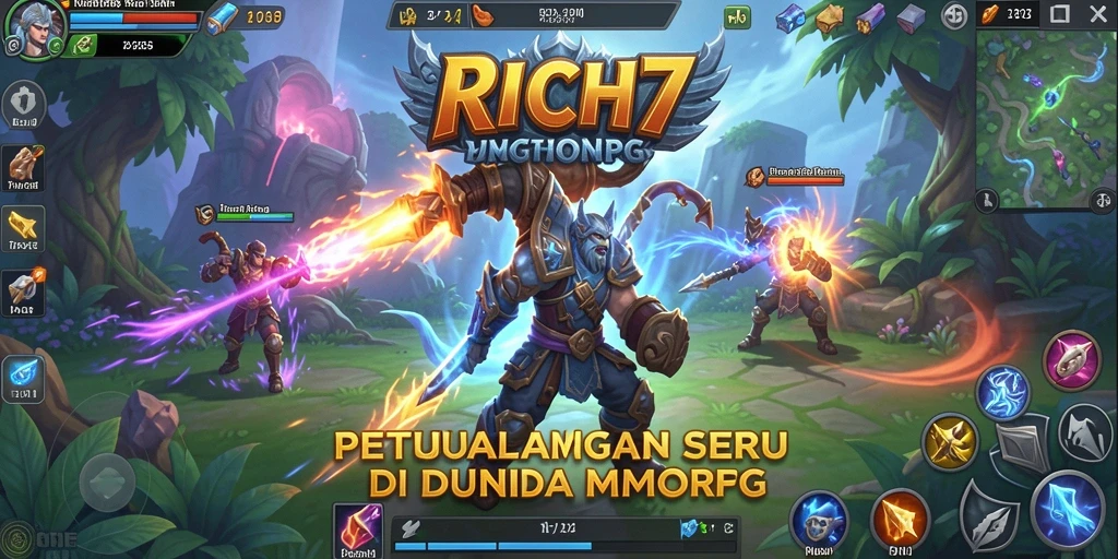 Tampilan menarik dari gameplay MMORPG RICH7 yang seru.