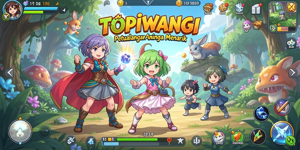 Screenshot gameplay TOPIWANGI menampilkan aksi seru dalam dunia anime.